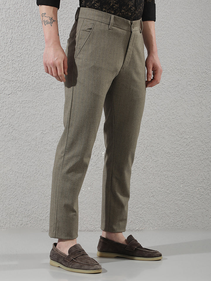 Olive Vertical Striped Trousers