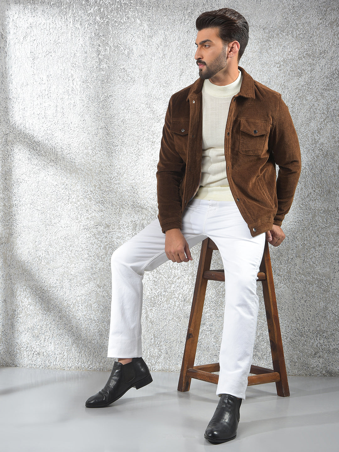 Modern Classic Brown Knitted Shacket