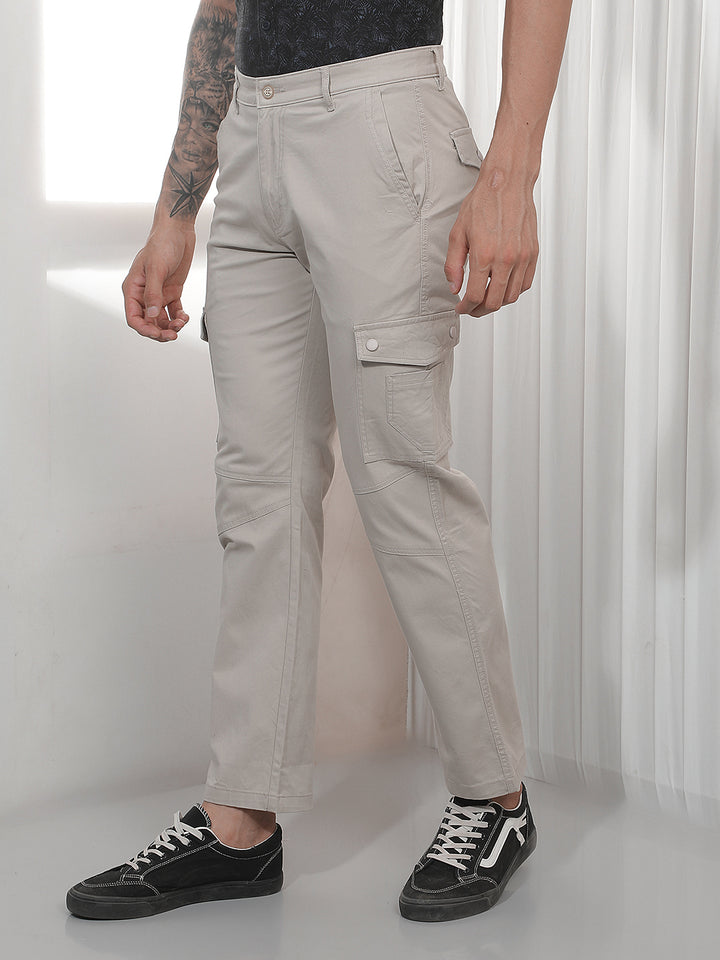 Comfortable Cream Casual Cargo Trousers