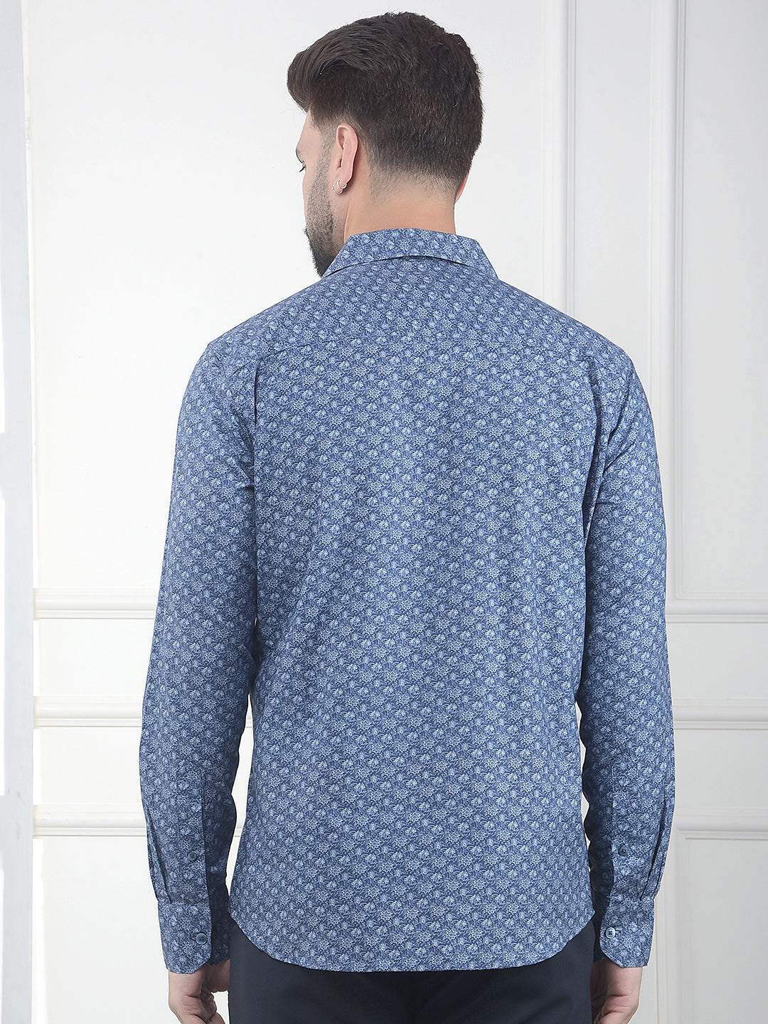 Blue Floral Print 100% Cotton Shirt