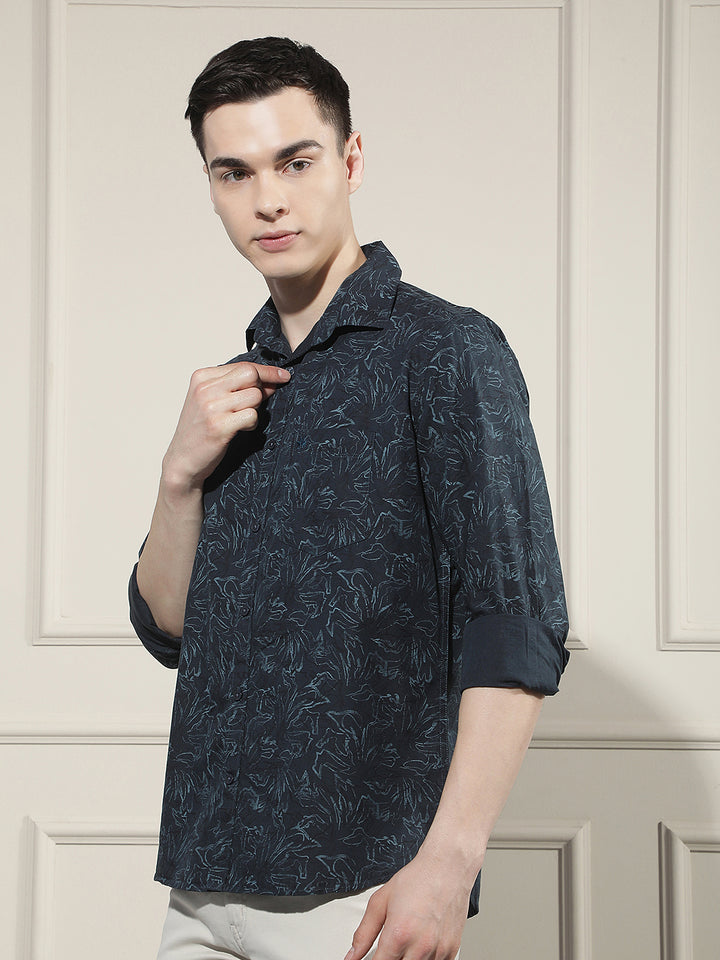 Blue Abstract Print Shirt