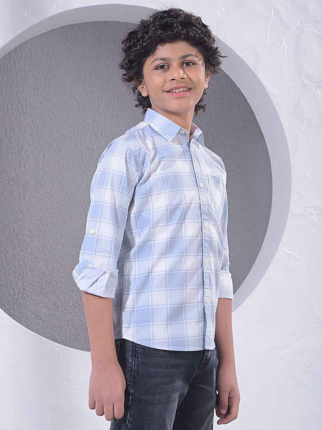 Blue Checked 100% Cotton Shirt
