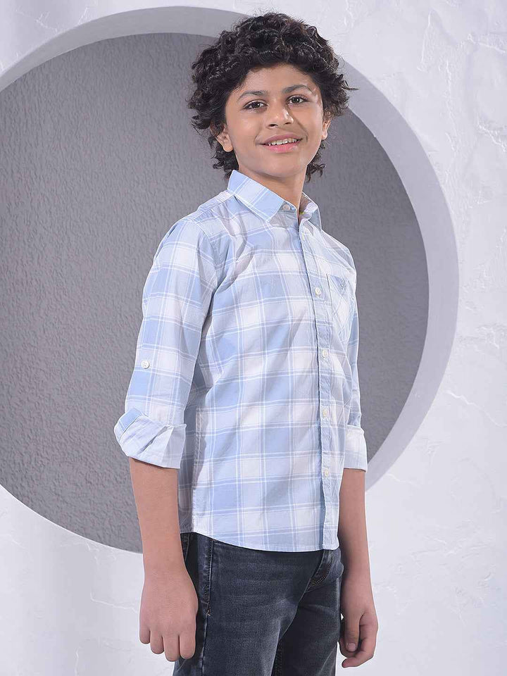 Blue Checked 100% Cotton Shirt