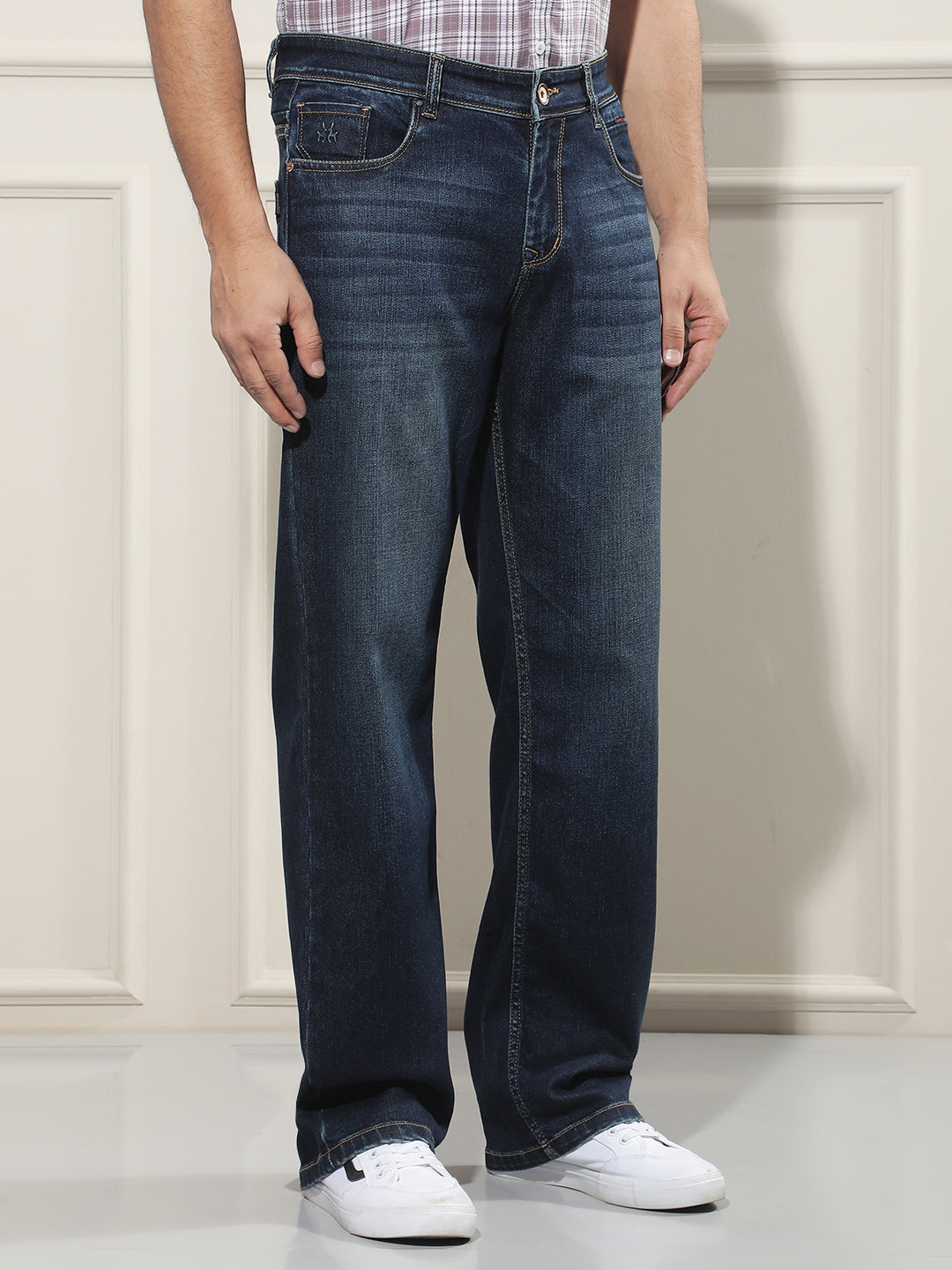 Structured Royal Blue Baggy Jeans