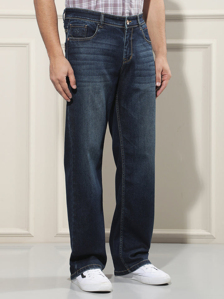 Structured Royal Blue Baggy Jeans