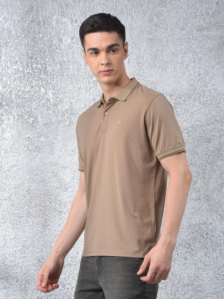 Beige Polo-Neck T-Shirt