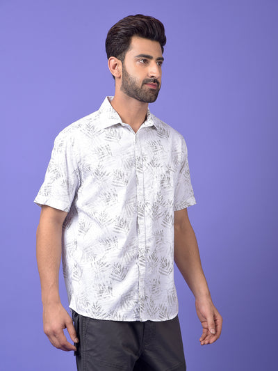 Beige Floral Print 100% Cotton Shirt