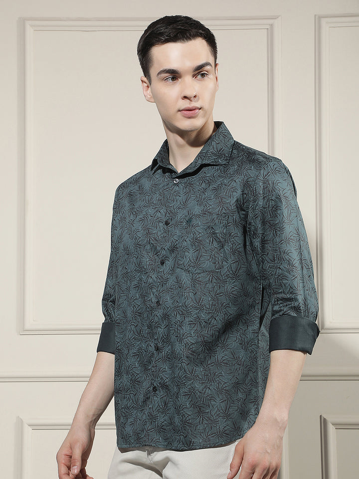 Green Floral Print Shirt