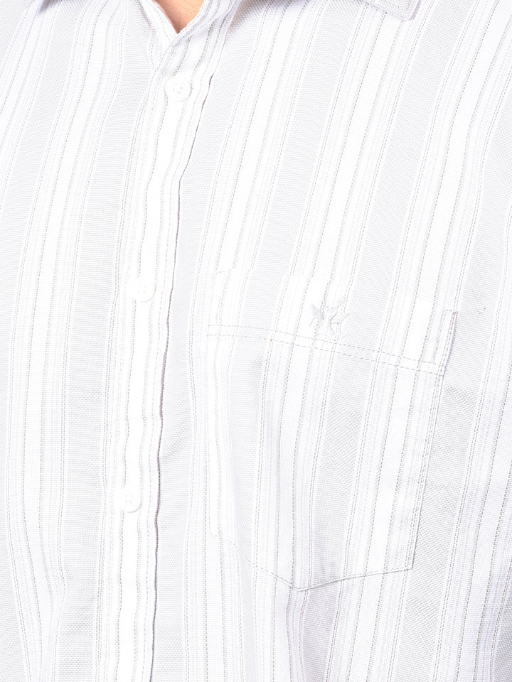 Green Vertical Stripes 100% Cotton Shirt-Men Shirts-Crimsoune Club
