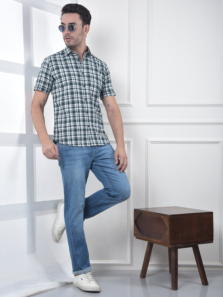 Green Checked 100% Cotton Shirt
