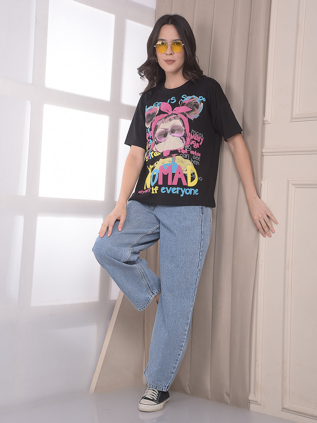Blue 100% Cotton Barrel Fit Jeans