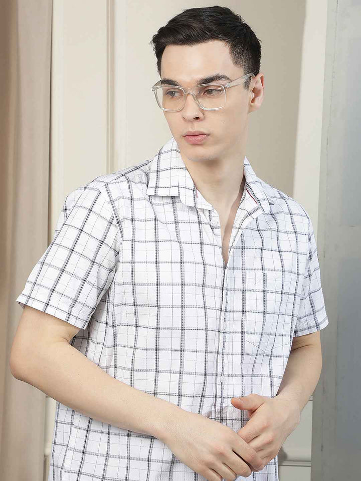 White Checked 100% Cotton Shirt