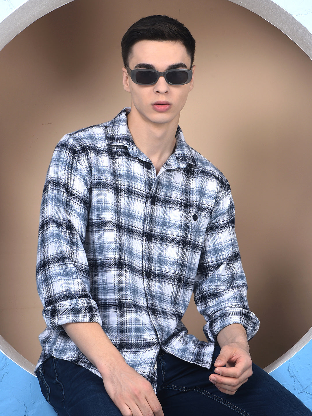 Blue Checked 100% Cotton Shirt