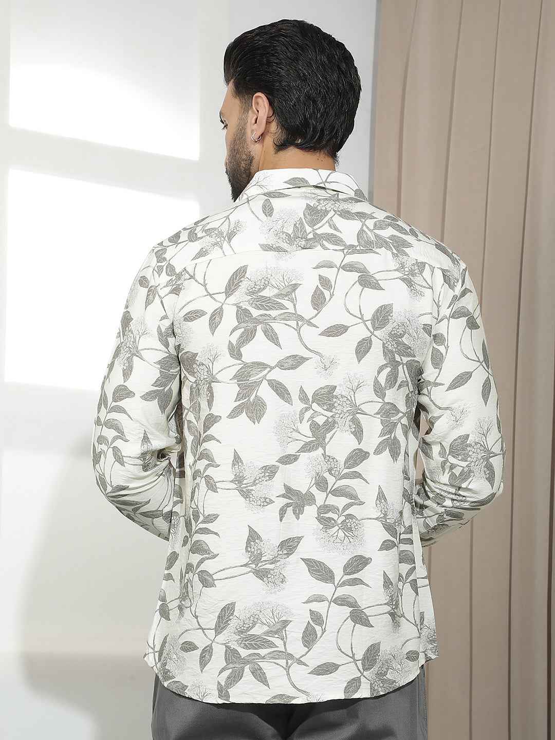 Olive Floral Print Shirt