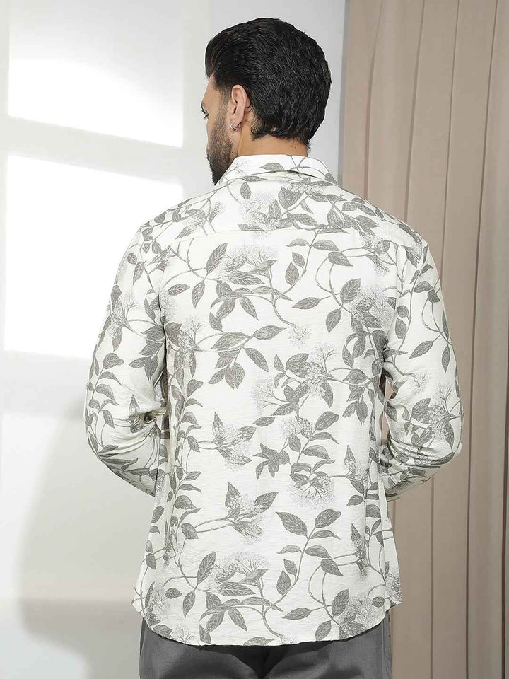 Olive Floral Print Shirt