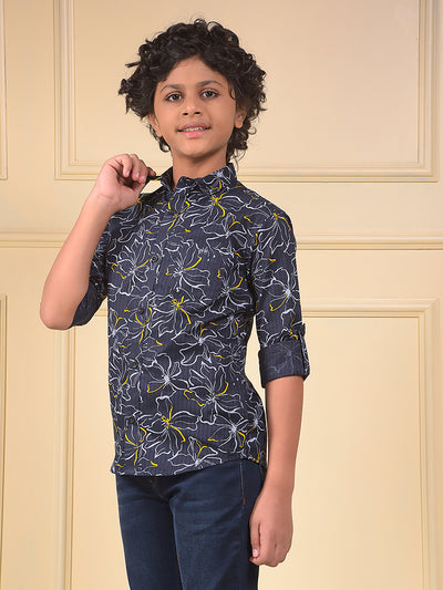 Blue Floral Print Shirt