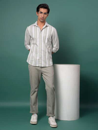 Green Vertical Stripes 100% Cotton Shirt