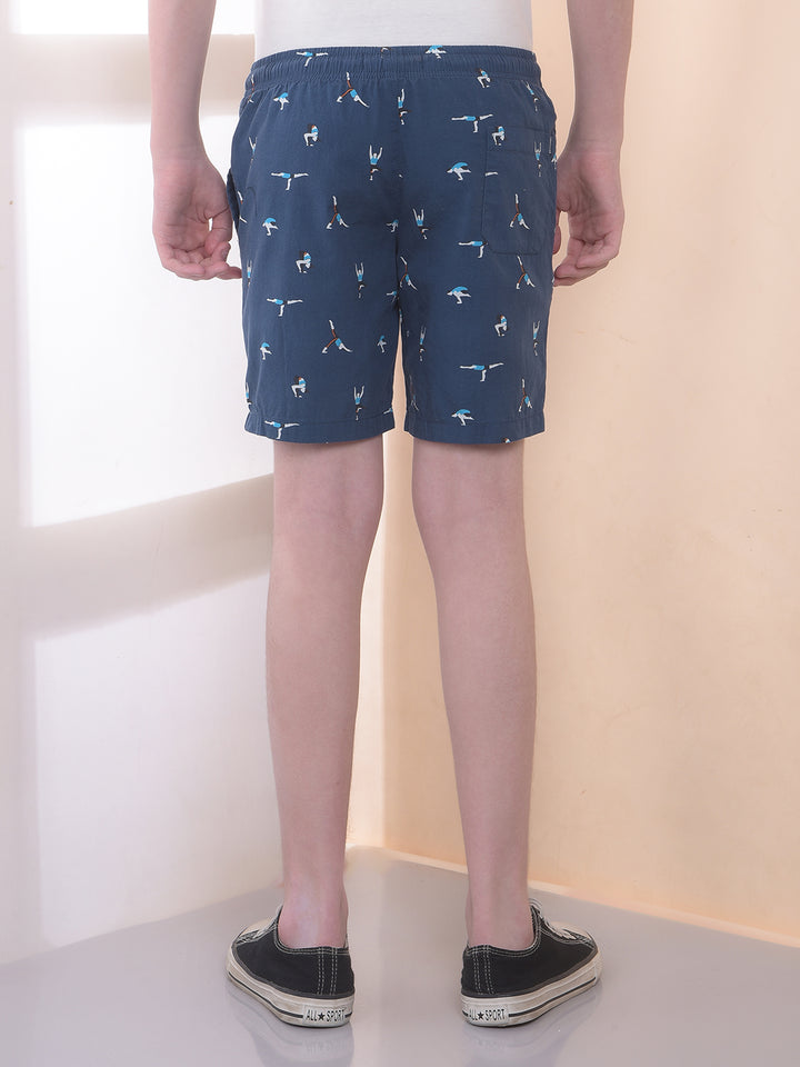 Navy Blue 100% Cotton Printed Boxers
