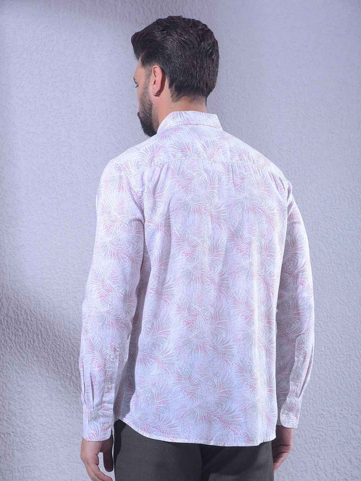 Pink Floral Print Linen Shirt