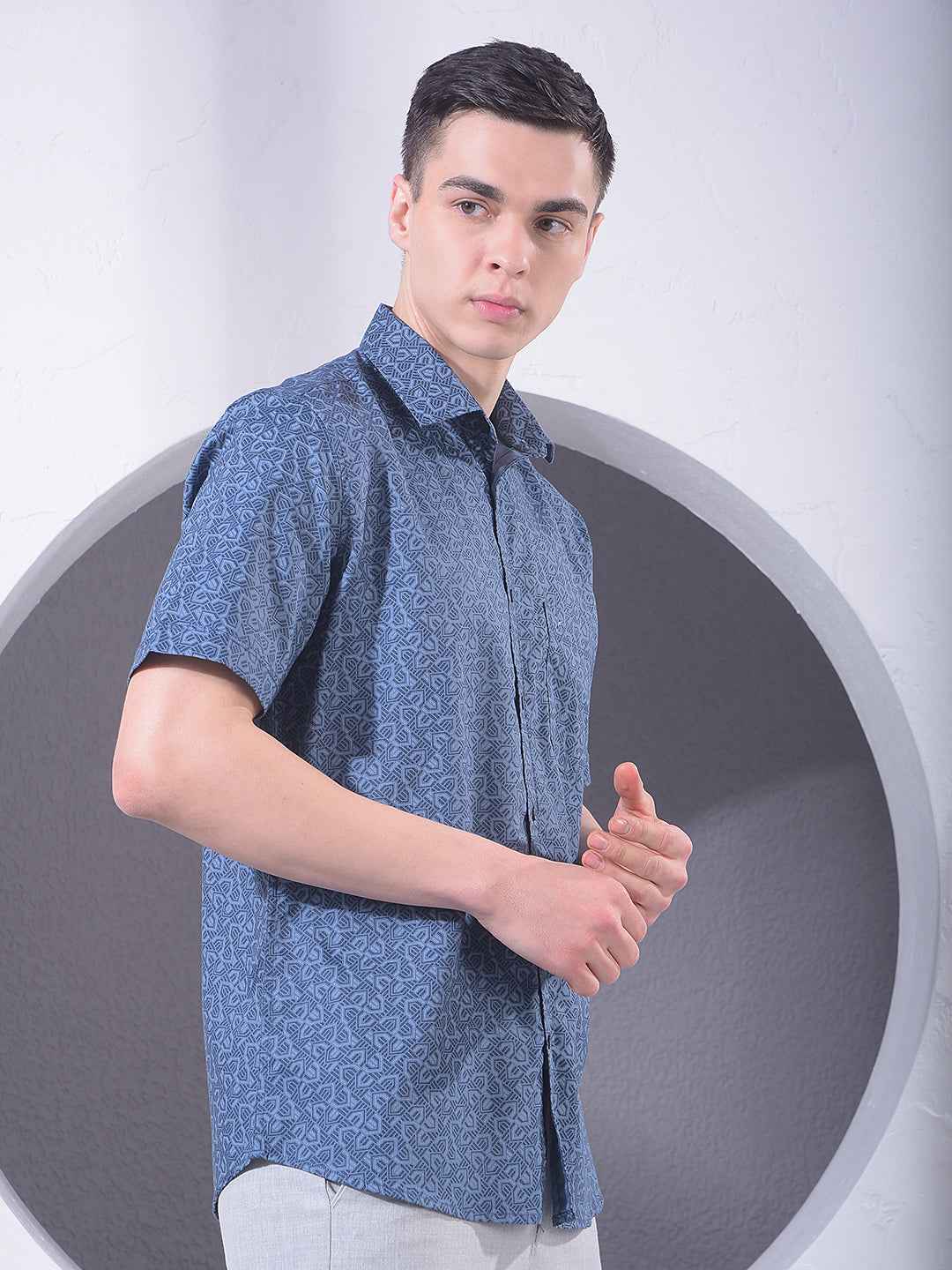 Blue Contemporary Printed Shirt