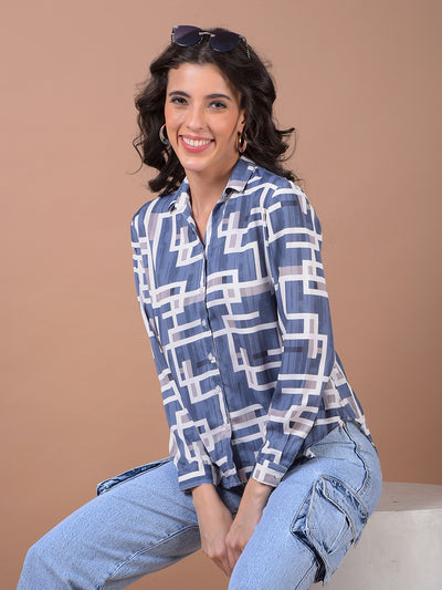 Blue Printed Shirt