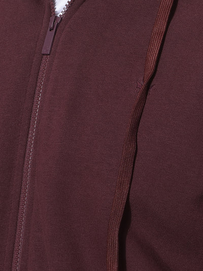 Modish Brown Hooded Neck Sweatshirt