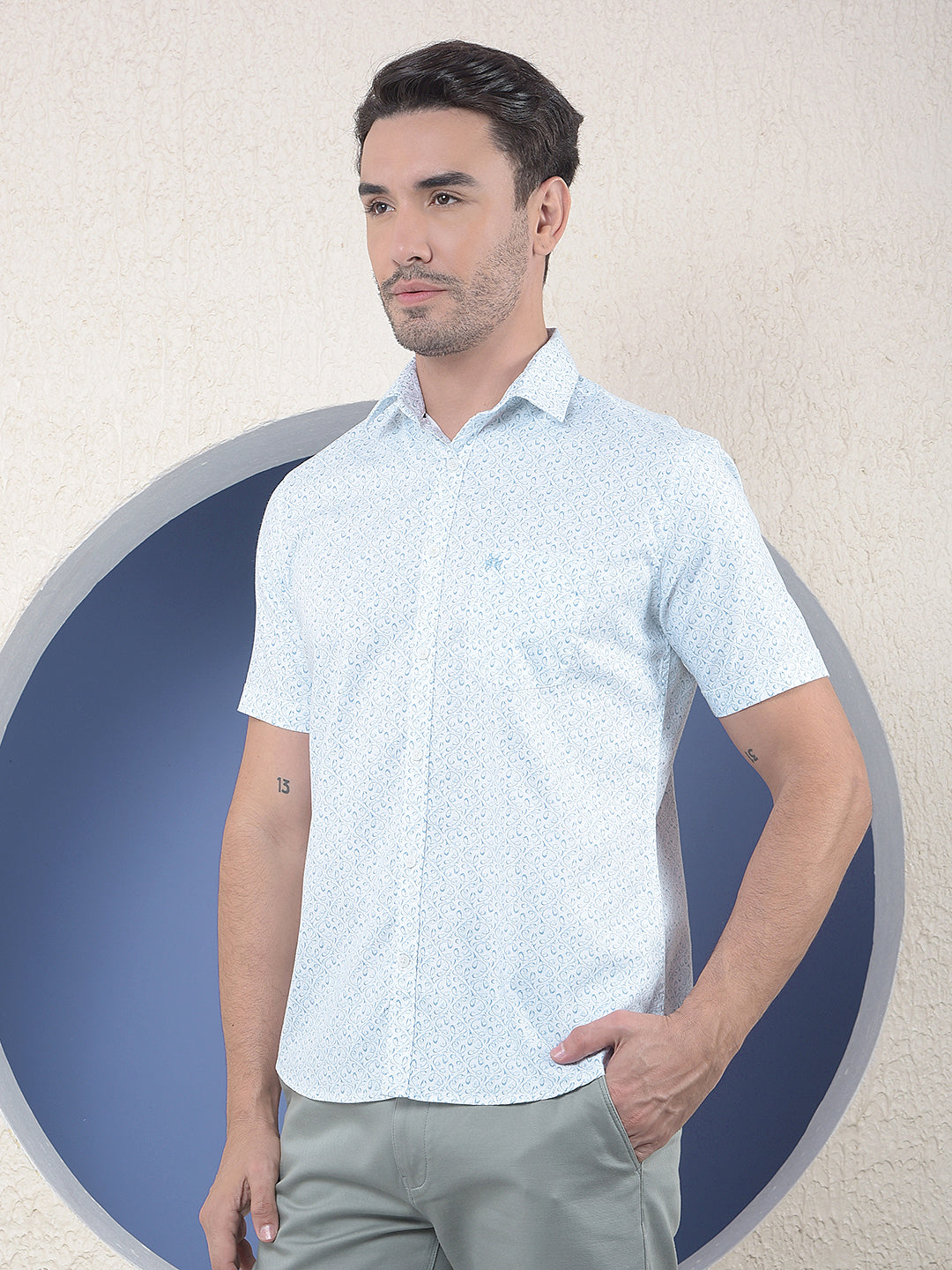 Ice Mist Printed Blue Shirt