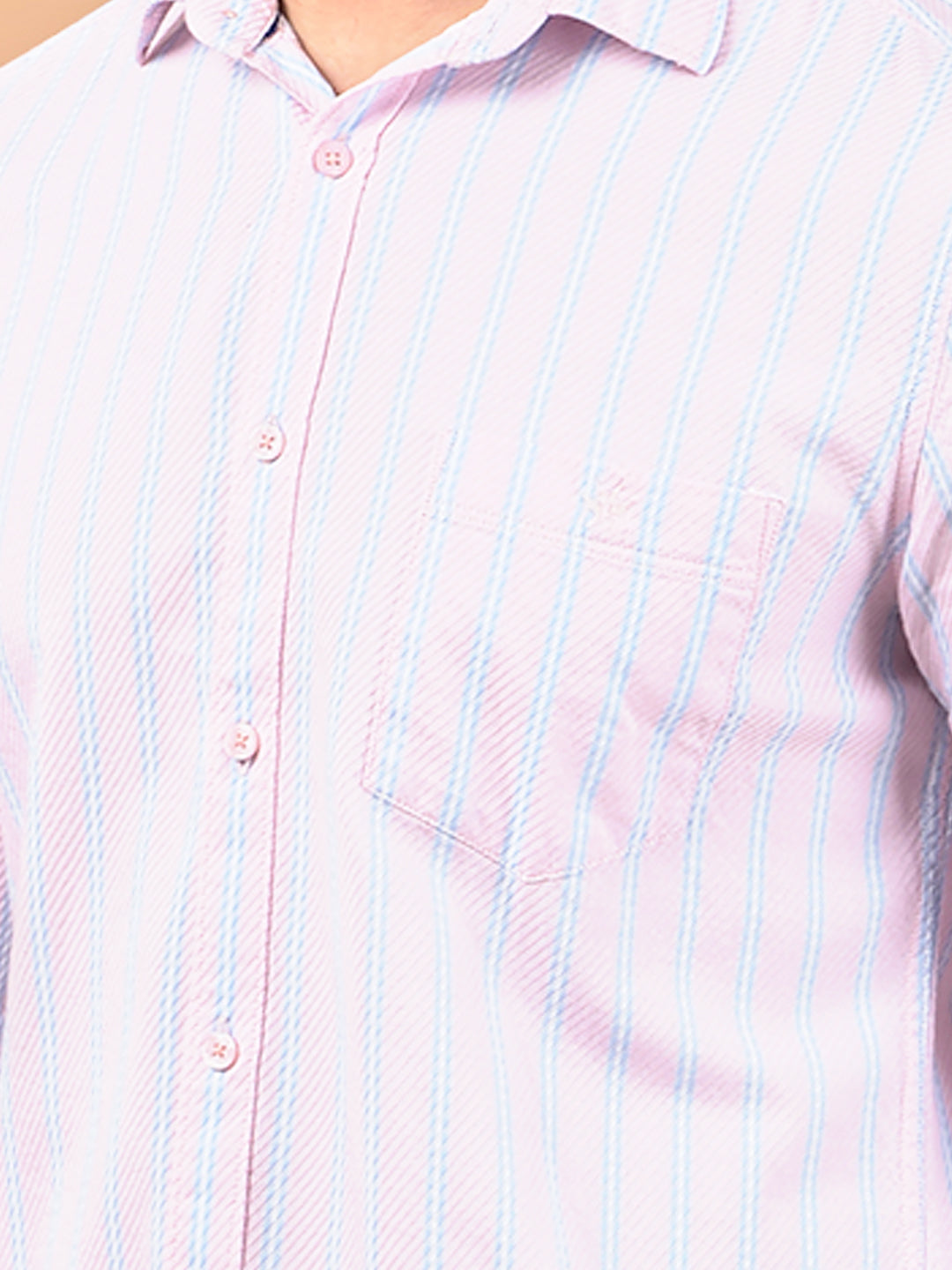 Pink Vertical Stripes 100% Cotton Shirt-Men Shirts-Crimsoune Club