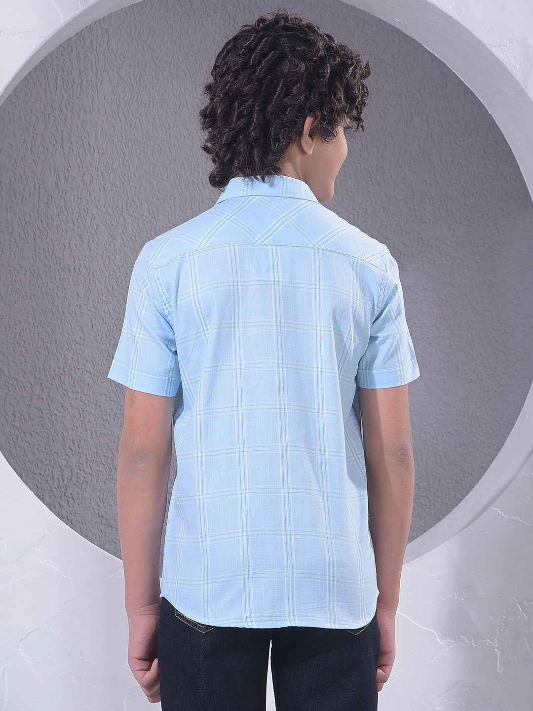 Blue Checked 100% Cotton Shirt