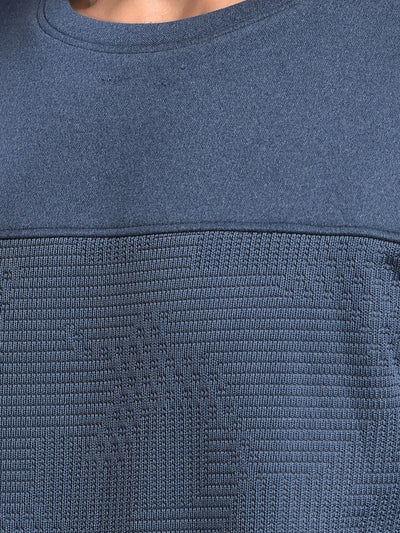 Geometric Embroidered Blue Sweatshirt