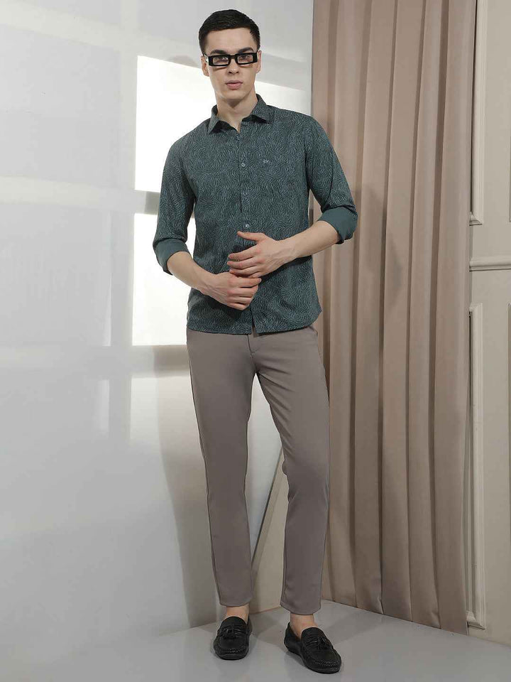 Vivid Green Botanical Printed Shirt