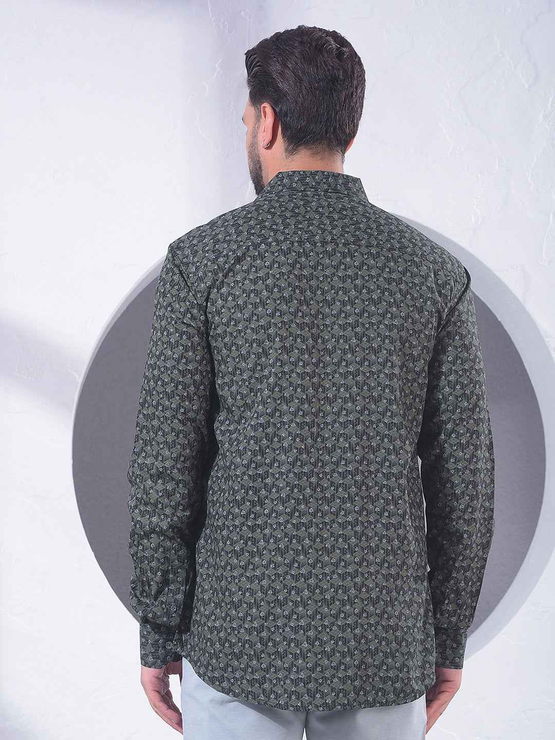 Green Creative Printed Shirt
