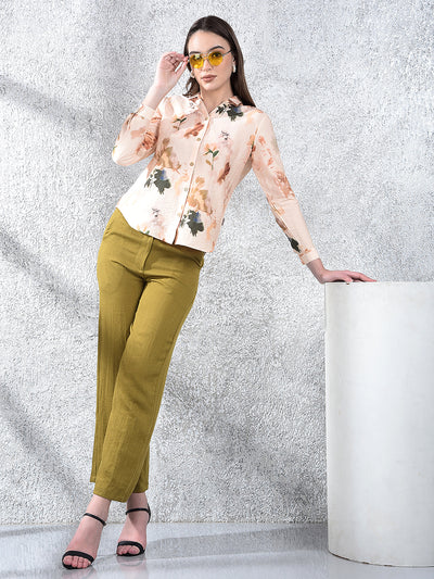 Peach Floral Print Shirt