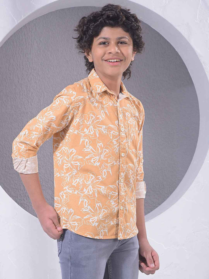 Orange Floral Print Shirt