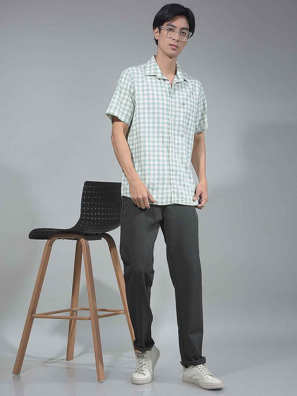 Green Checked 100% Cotton Shirt