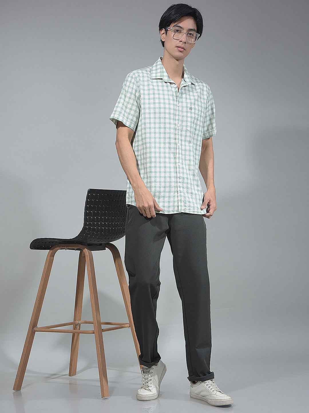 Green Checked 100% Cotton Shirt