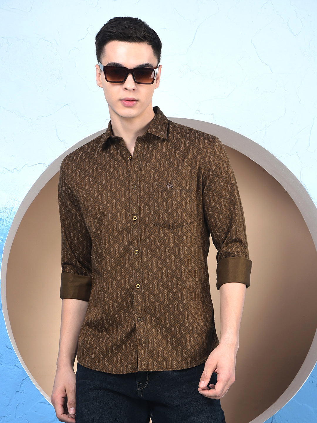 Rustic Brown Printed Shirt