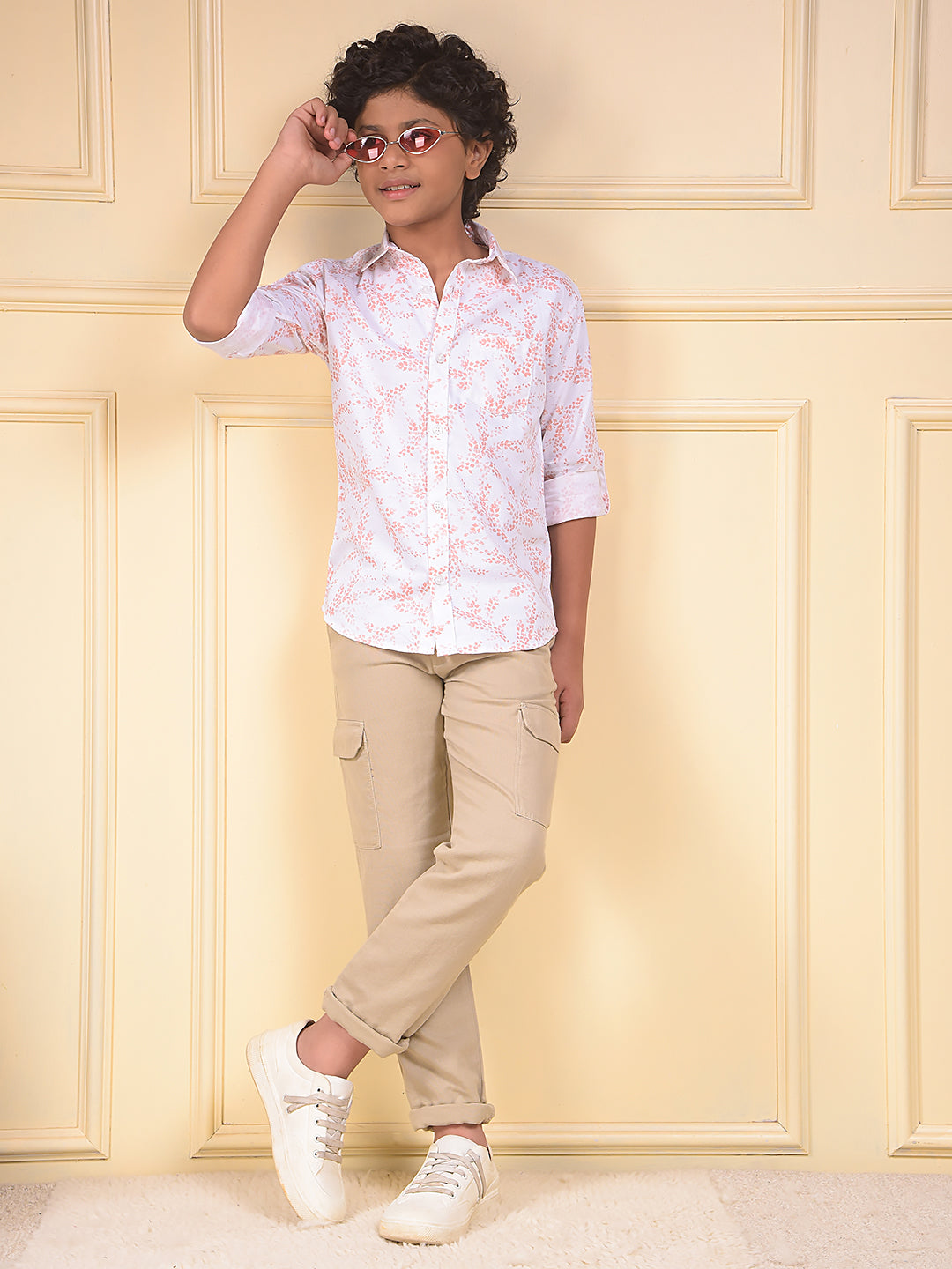Peach Floral Print Shirt