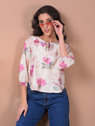 Pink Floral Print Top