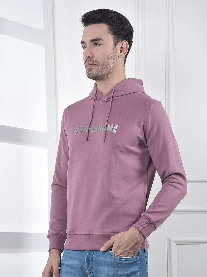 Pink Embroidered Hooded Neck Sweatshirt
