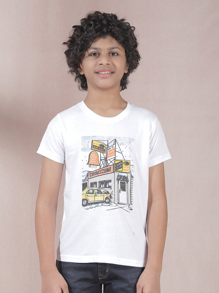 Beige Abstract Print Shirt & T-Shirt Set