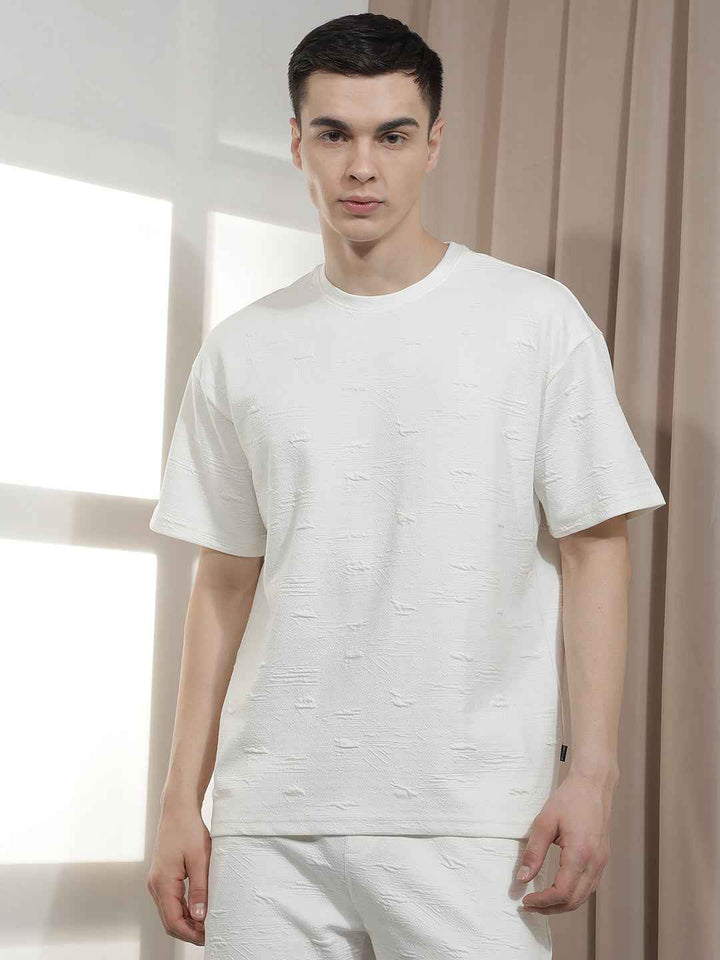 White Jacquard Oversize T-Shirt