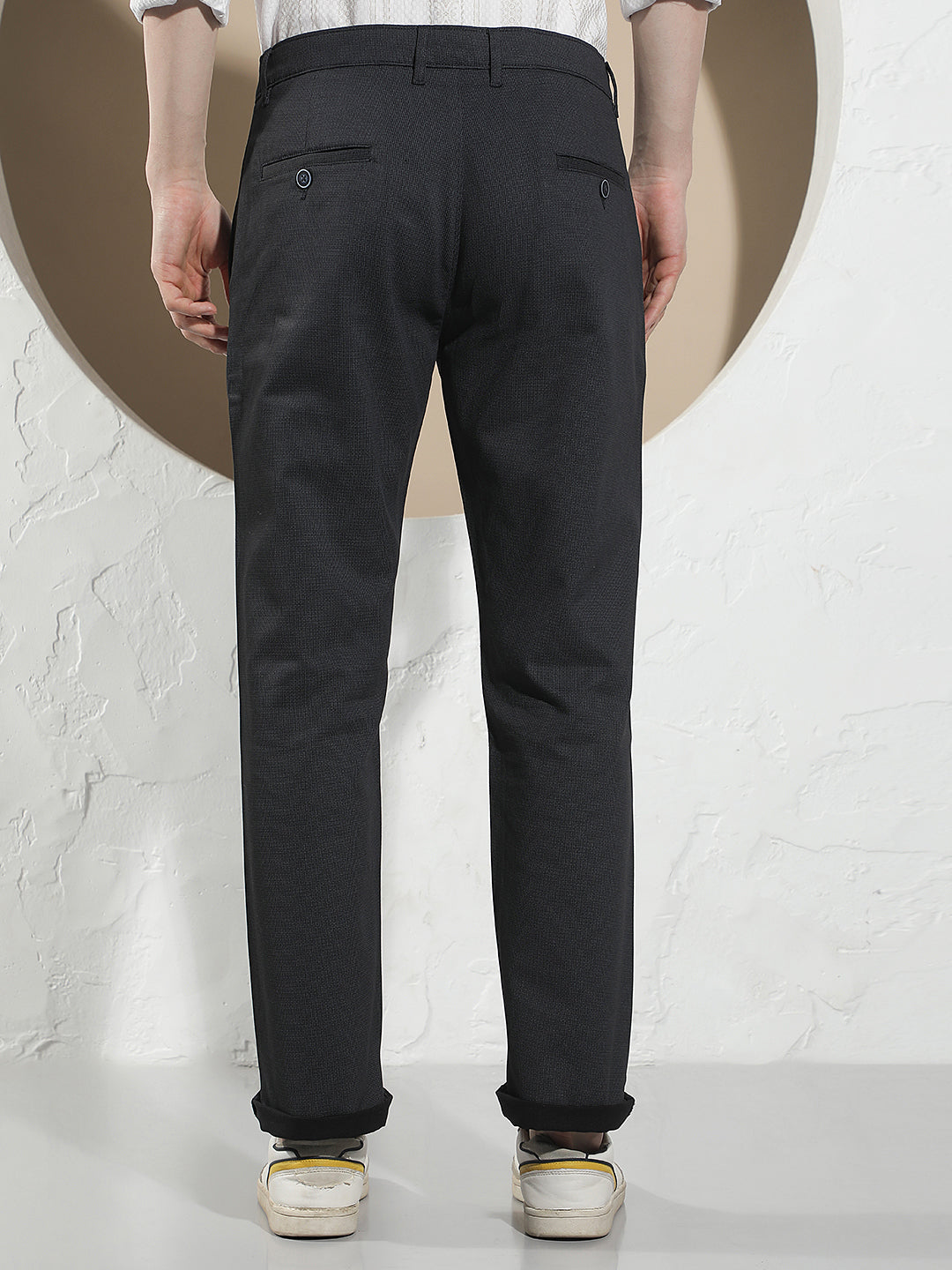Black Printed Straight Trousers