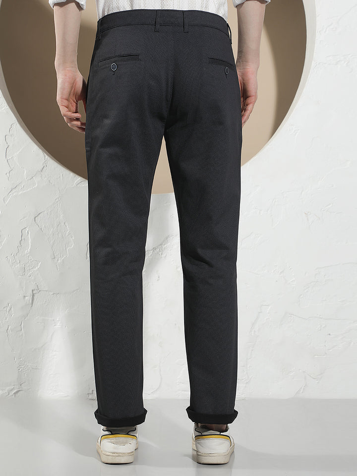 Black Printed Straight Trousers