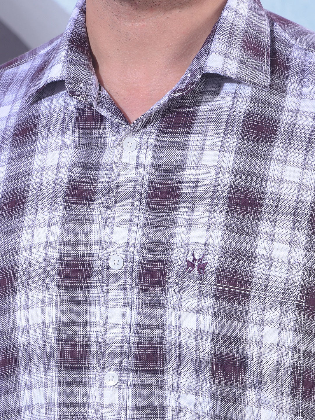 Brown Checked 100% Cotton Shirt
