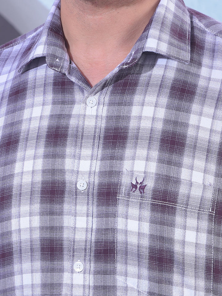 Brown Checked 100% Cotton Shirt