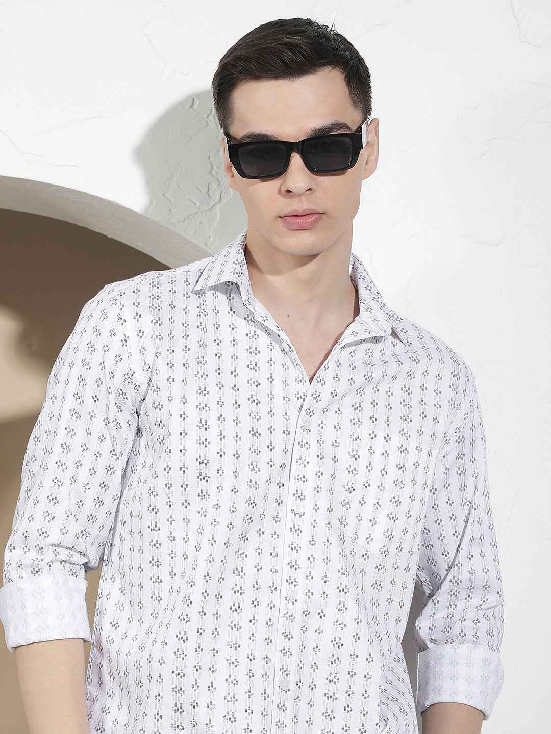 White Printed 100% Cotton Shirt