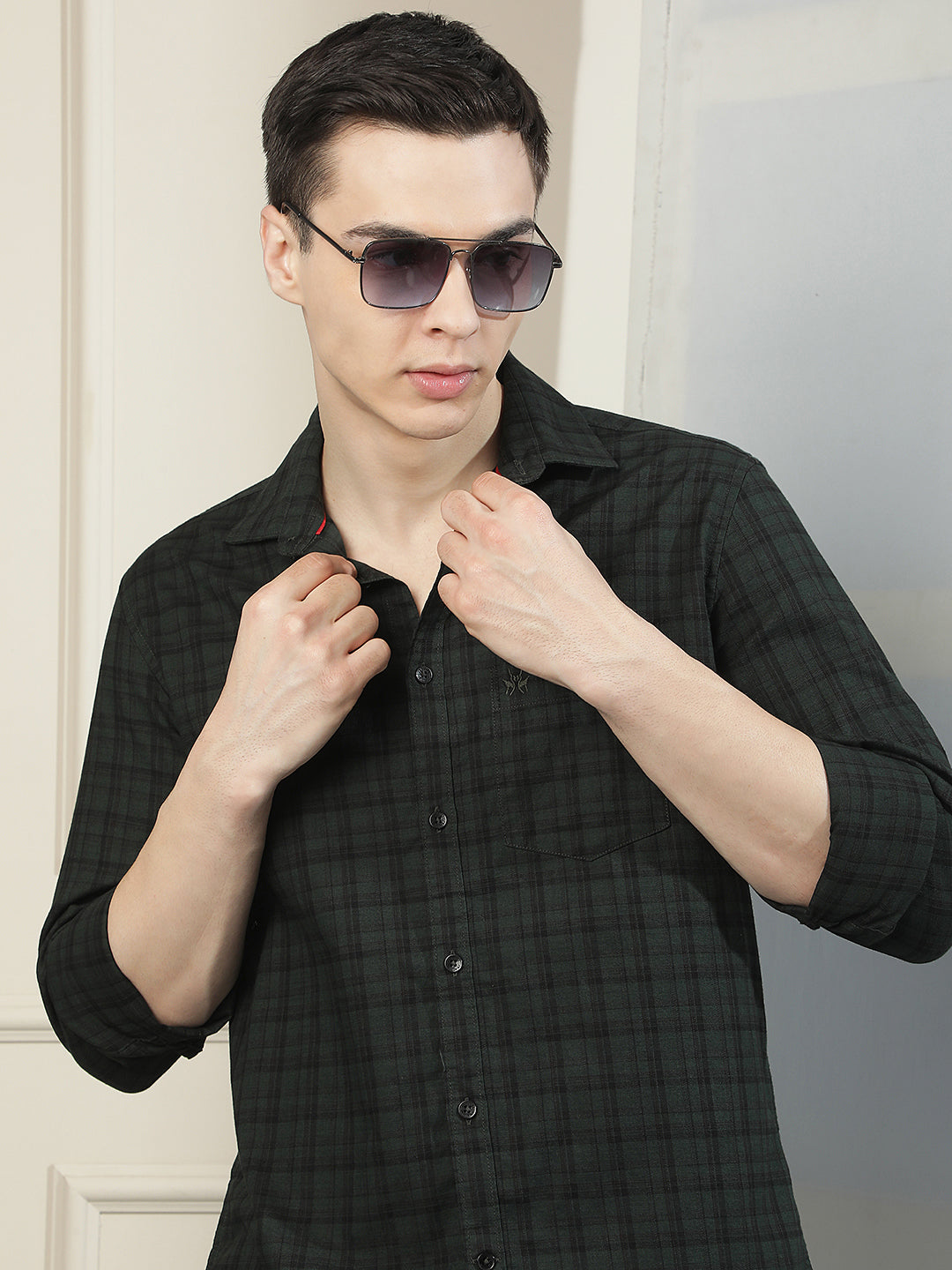 Green Checked 100% Cotton Shirt