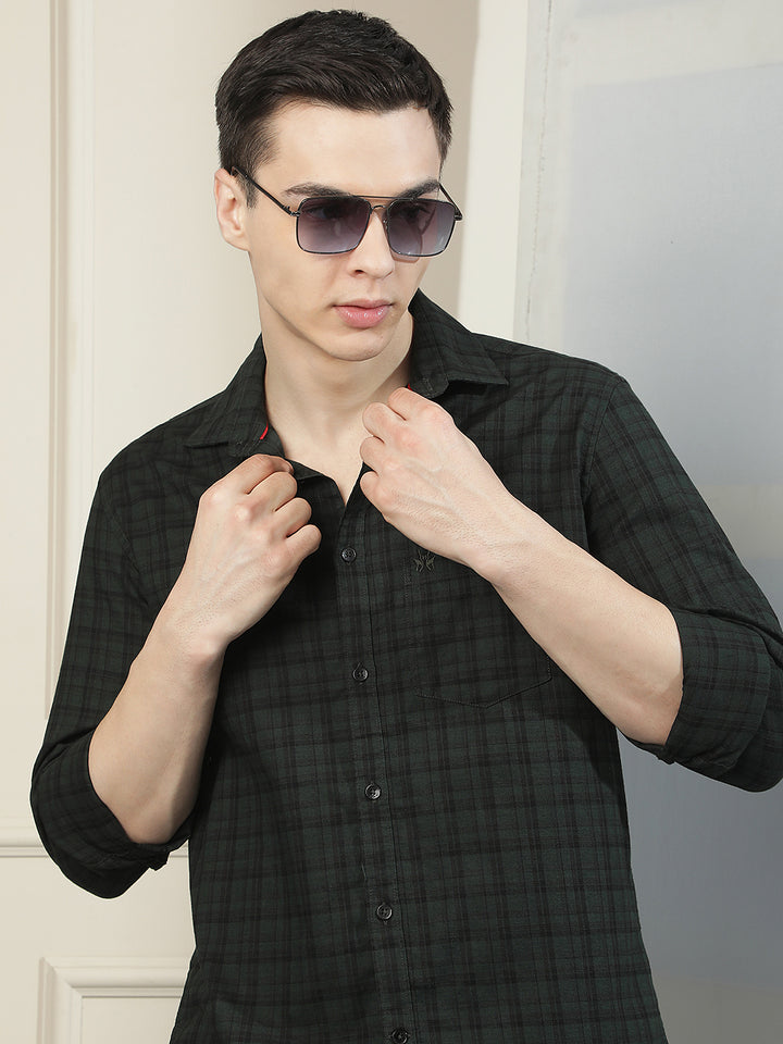 Green Checked 100% Cotton Shirt