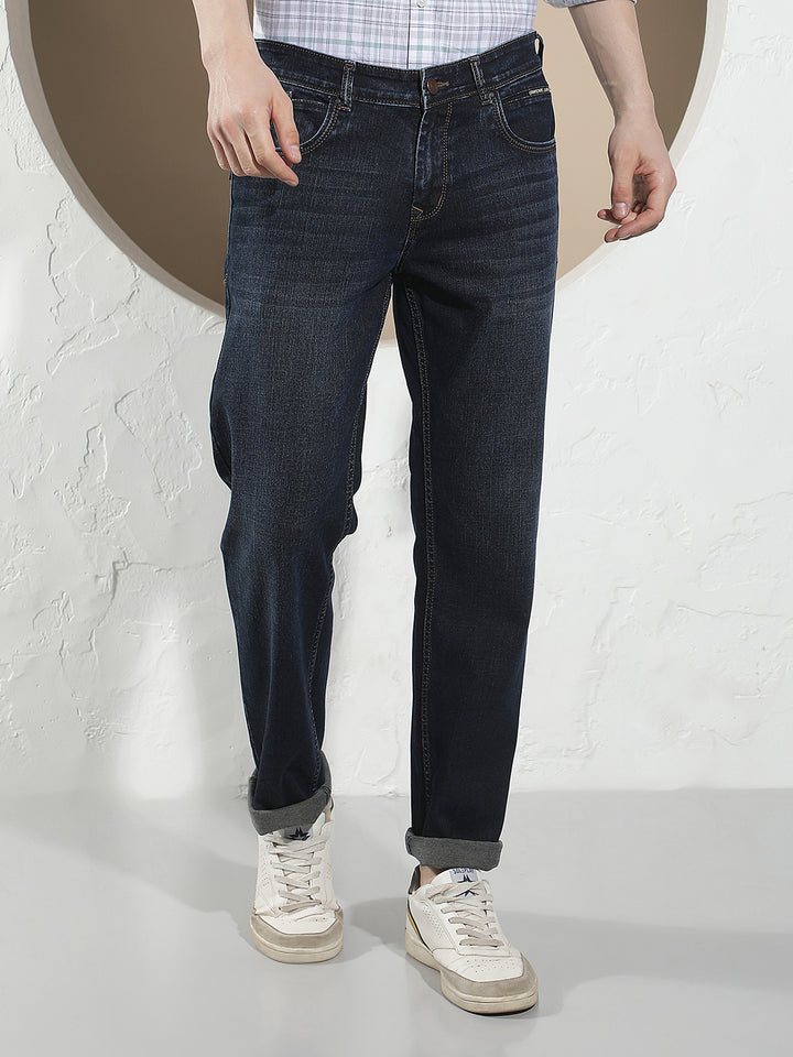 Sleek Ocean Blue Straight Jeans